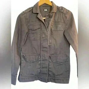 J. Crew Women's Cotton Chino Gray Jacket Utility Classic Cargo Pockets Size 0